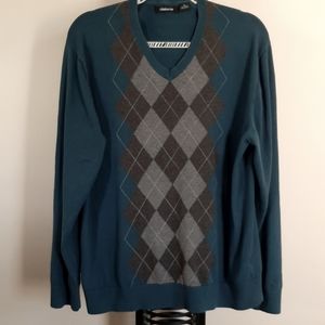 Claiborne argyle V-neck sweater in blue/green